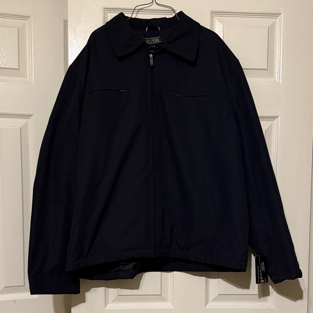 GUESS Men's Black Lightweight Zip Jacket
